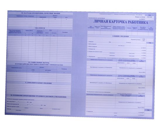 Карточка работника на получение инструмента образец